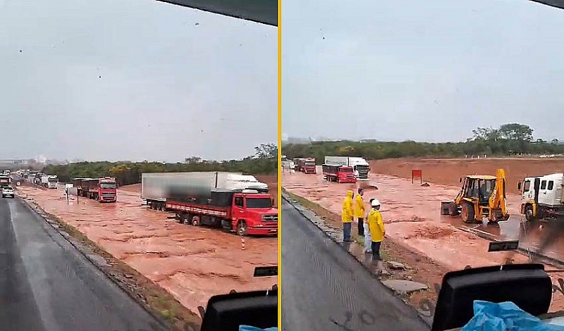 Forte chuva interrompe trecho na rodovia163 próximo Nova Mutum – Jornal Advogado – Em Mato Grosso