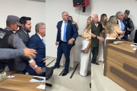 Cerimônia de posse em cidade de MT quase termina em pancadaria entre vereador e ex-prefeito; confira vídeo