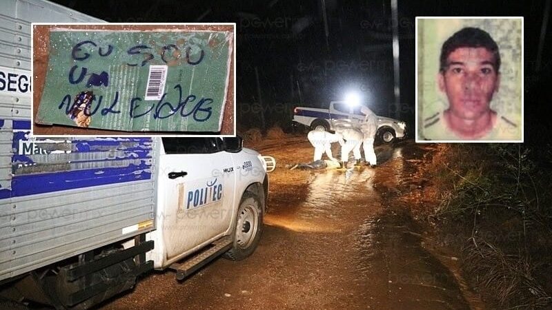 Jovem é executado na margem de estrada e facção deixa bilhete: “Eu sou moleque”