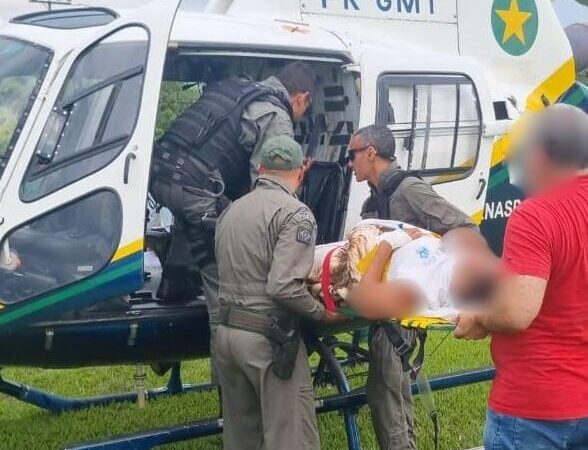 Paciente de município inundado pelas chuvas é transferida para hospital em helicóptero