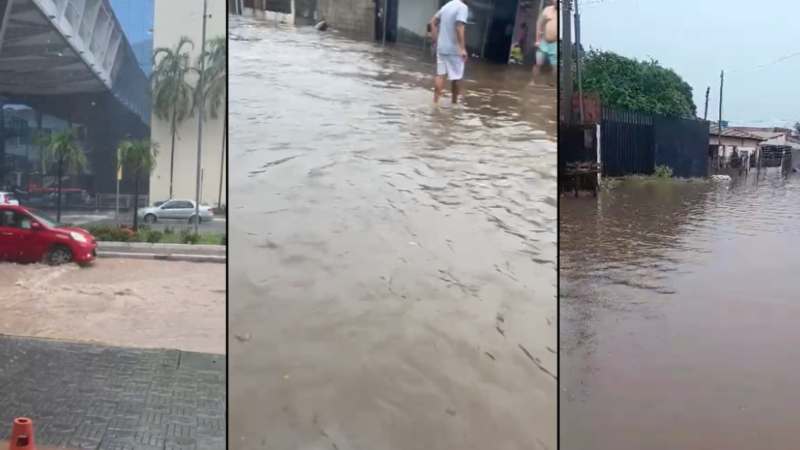 Chuva forte inunda avenidas e ruas de Cuiabá e VG, derruba árvores e afeta áreas de hospital