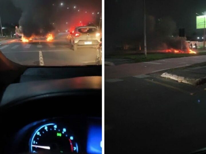 Moradores queimam pneus em protesto por mais segurança em avenida de Cuiabá