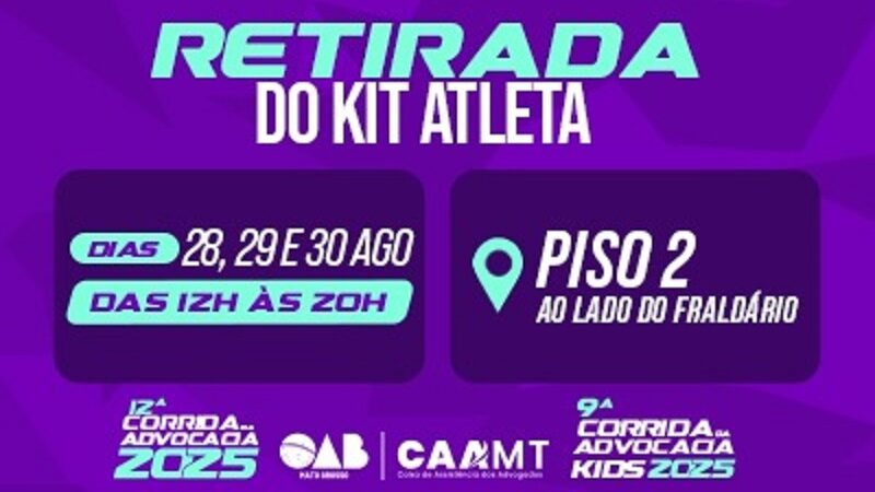 Entrega de kits da Corrida da Advocacia 2025 começa nesta quinta-feira (28)