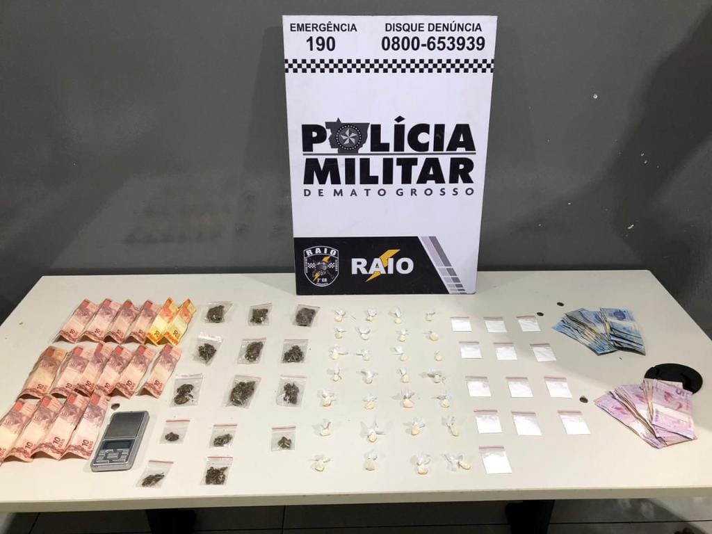 Traficante é preso com porções de drogas em conveniência em Várzea Grande