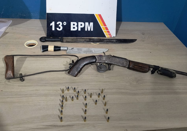 Polícia Militar prende homem por violência doméstica, porte ilegal de arma e ameaça
