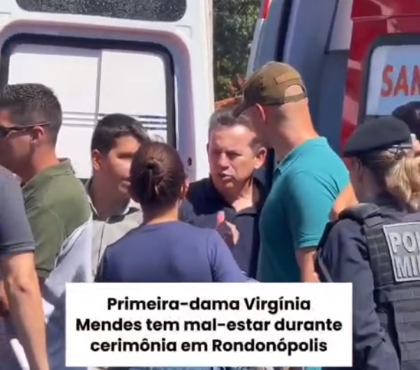Girginia Mendes é atendida com urgência pelo SAMU em Rondonópolis, após ela apresentar queda de pressão e leve tontura em evento