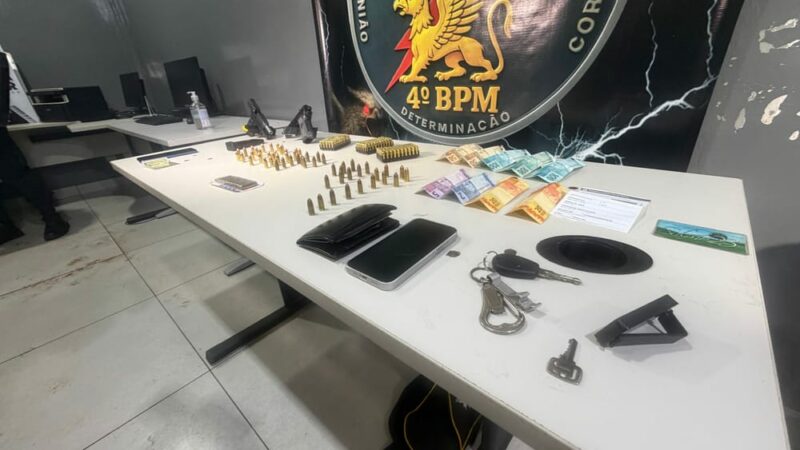Guarnição da Policia Militar persegue dois suspeitos em Várzea Grande e apreende arma e quase 200 munições